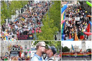 Vilnius nušvito vaivorykštės spalvomis: žygį baigusi tūkstantinė „Baltic pride“ minia kvietė švęsti meilę
