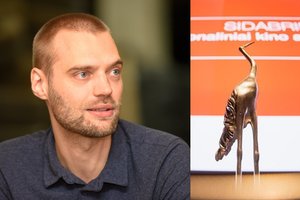 Tadas Vidmantas parduoda „Sidabrinės gervės“ statulėlę