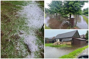 Audros debesys vėl slinko per Lietuvą: vietomis tvino kiemai, pabiro kruša