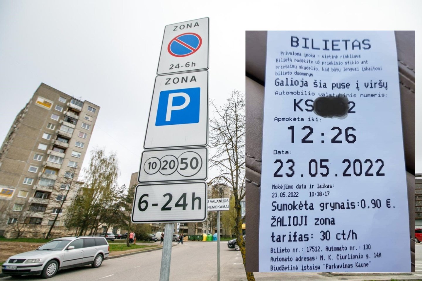 Prieš porą savaičių už automobilio vietą sumokėjęs kaunietis net nepastebėjo, kad parkavimo automatas išmušė bilietą su neteisinga informacija.<br>„Kas vyksta Kaune“ fotomontažas
