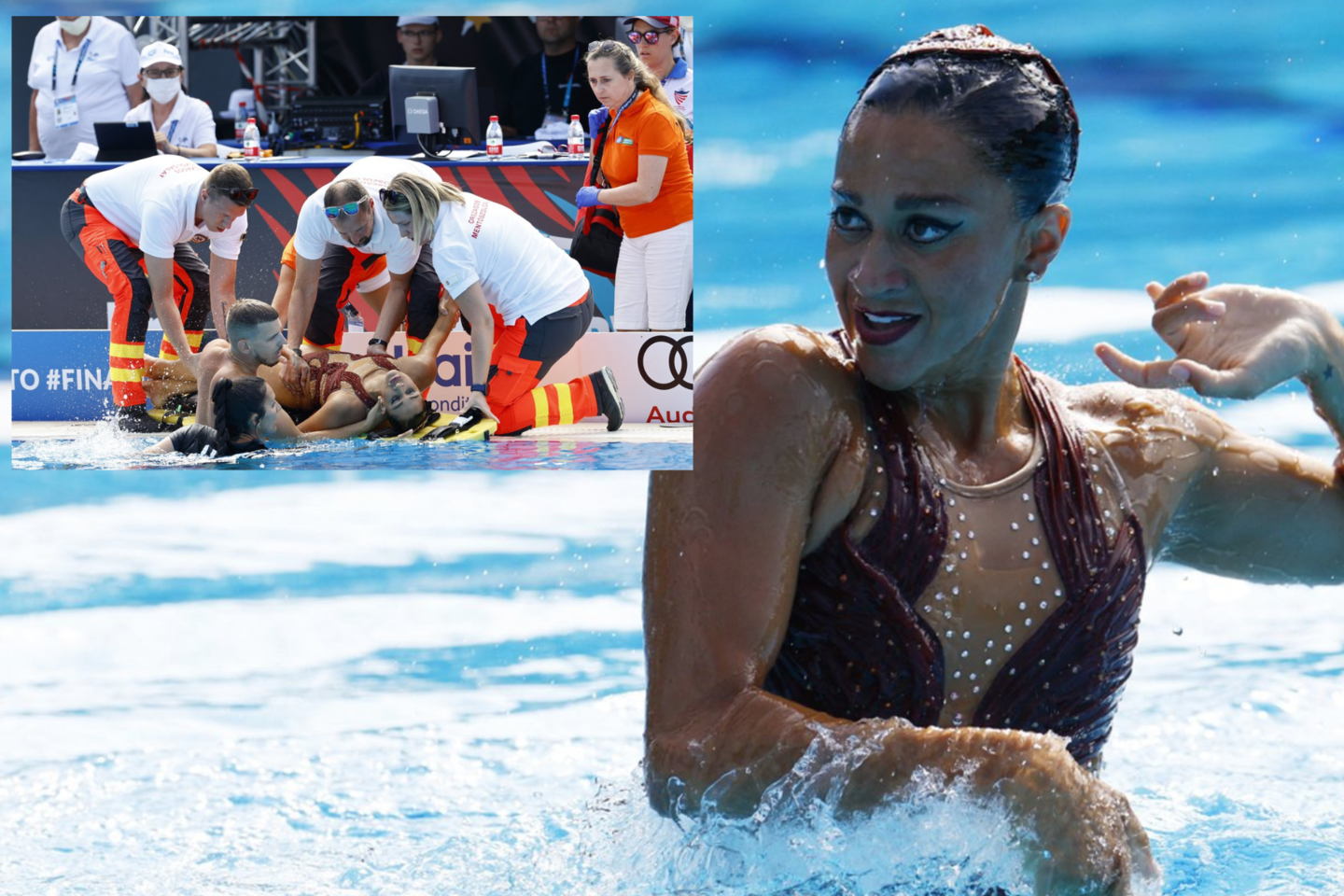  A.Alvarez yra viena geriausių JAV sinchroninio plaukimo atstovių, praėjusią vasarą ji dalyvavo Tokijo vasaros žaidynėse.<br> lrytas.lt montažas.