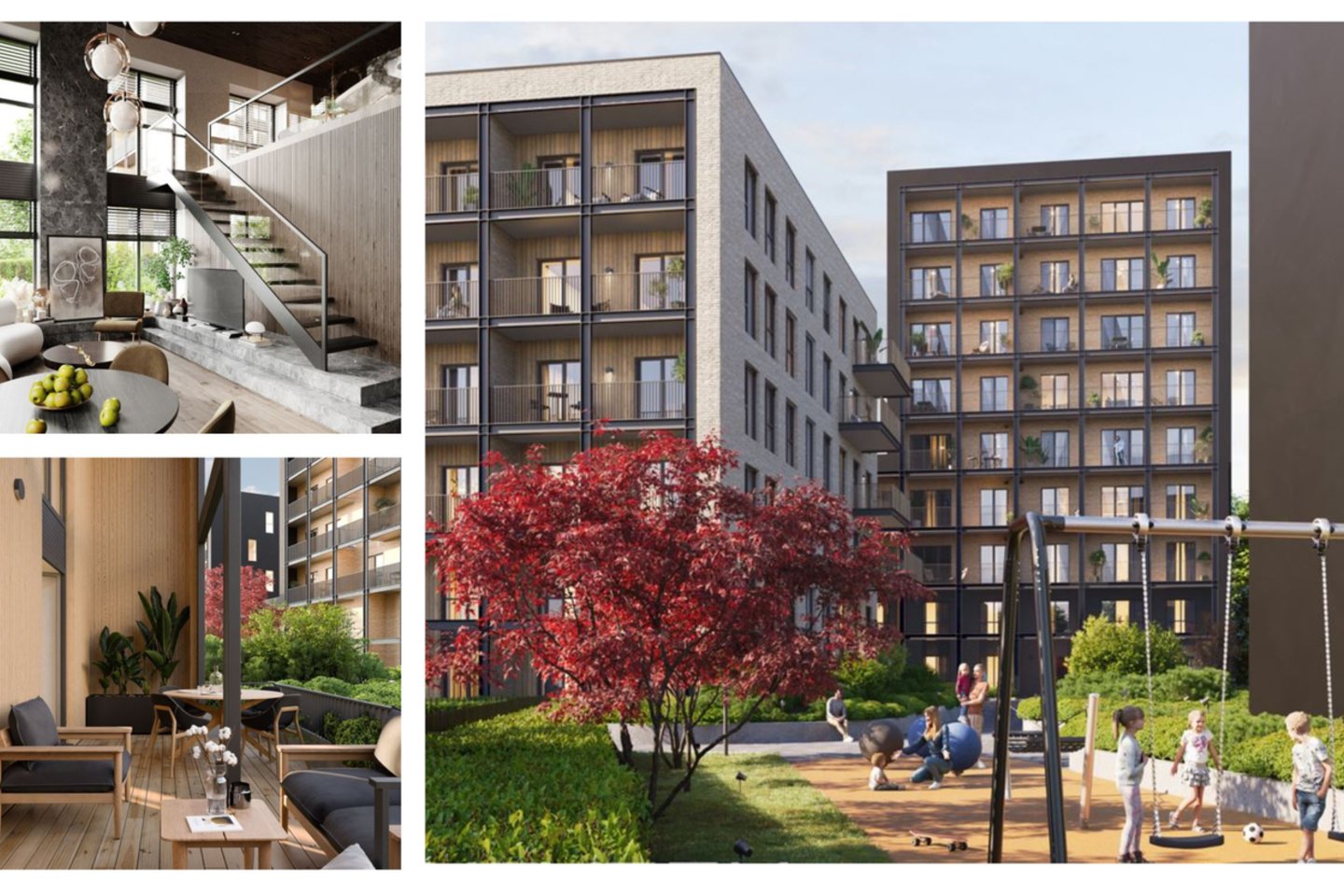 Visi butai suprojektuoti su balkonais arba terasomis, vidinėje komplekso dalyje gyventojams bus įrengtos apželdintos poilsio ir laisvalaikio zonos.<br>„Aketuri Architektai“ ir „Viltekta“ vizual.