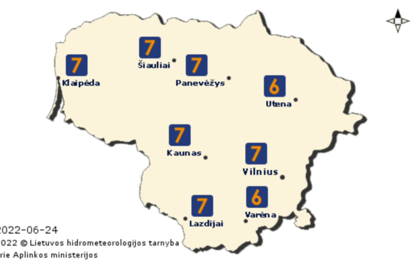 UV indeksas Lietuvoje penktadienį. <br>LHMT iliustracija. 