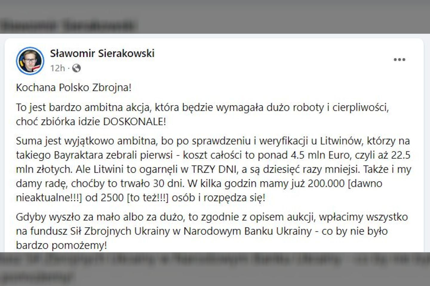  Lenkai taip pat pradėjo rinkti pinigus dronui „Bayraktar“.<br> Ekrano nuotr.