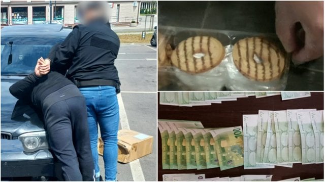 Klaipėdos kriminalistai pasidalijo vaizdo įrašu: su įkalčiais sulaikytas asmuo, įtariamas disponavęs narkotinėmis medžiagomis