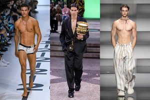 Milano mados savaitėje vyrai nusimetė marškinėlius