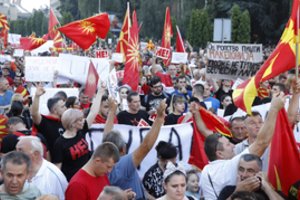 Skopjėje vyko protestas prieš planą, kuriuo siekiama nutraukti nesutarimus su Bulgarija