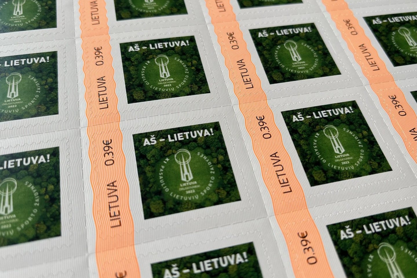  Pasaulio lietuvių sporto žaidynėms išleistas pašto ženklas<br> Organizatorių nuotr.