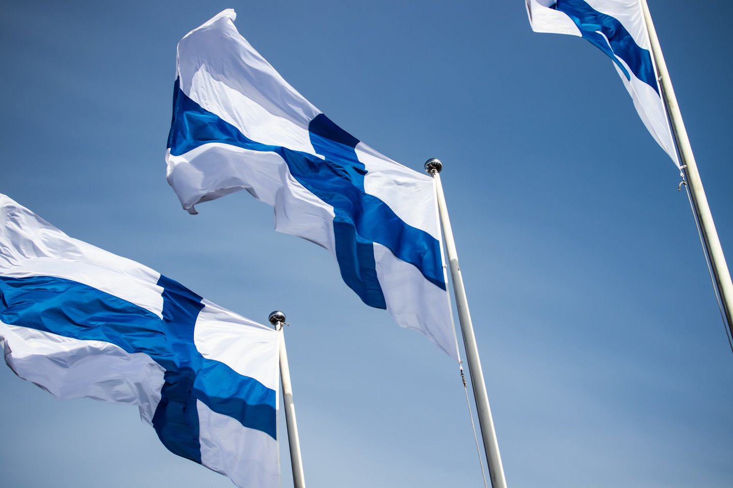 Suomijos vėliavos.<br>123rf.com asociatyvi nuotr.