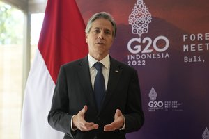 G20 susitikime JAV valstybės sekretorius tiesiai šviesiai kreipėsi į Rusiją: „Ukraina nėra jūsų šalis“