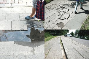 Per metus ištrupėję ir ežerais virstantys šaligatviai bado akis – lieka tikėtis tik stebuklo