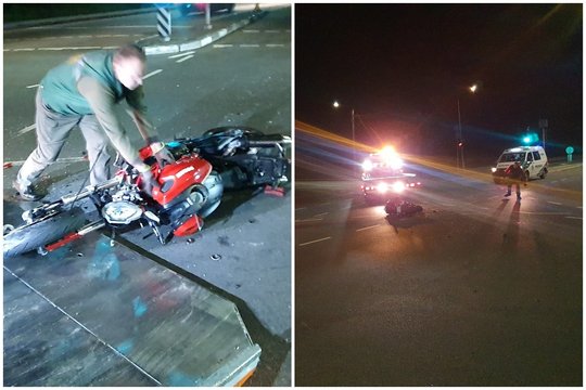 Avarija Vilniuje vos nesibaigė tragedija: motociklo vairuotojas patyrė daugybinius kaulų lūžius