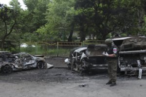 Automobilyje susprogdintas Rusijos okupuoto Ukrainos kaimo prorusiškas lyderis