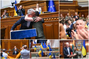 Iš prezidento rankų – svarbus apdovanojimas: Ukrainoje viešintis G. Nausėda V. Zelenskiui įteikė Vytauto Didžiojo ordiną