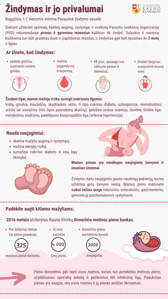 Lietuvoje moterys nusprendžia žindyti vis dažniau, apie žindymą domisi ir savarankiškai dar prieš gimdymą.<br> Kauno klinikų nuotr.