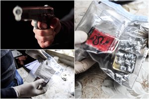 Kaune ir Jonavoje – sėkmingi policijos reidai: aptikti narkotikai, nelegalus ginklas, 36 šoviniai