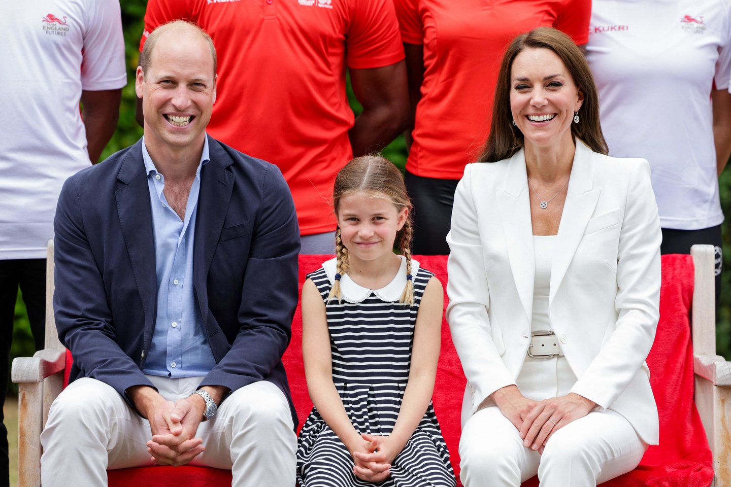 Princas Williamas (40 m.) ir Kembridžo kunigaikštienė Catherine (40 m.) tradiciškai stebėjo kas ketverius metus rengiamas Sandraugos sporto varžybas.<br>AFP/Scanpix nuotr.