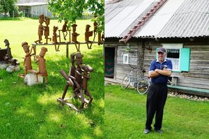 Išėjęs į pensiją vyras nesėdėjo rankų sudėjęs – pradėjo gaminti medinius žmogeliukus, kuriuos vadina „balvonais“