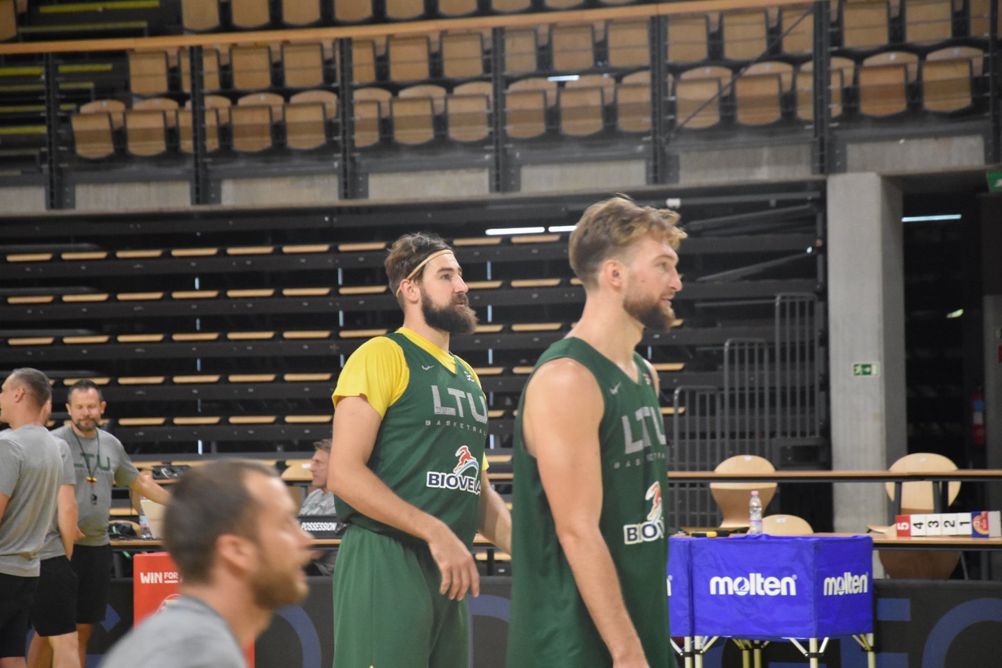 Lietuvos krepšinio rinktinės treniruotė „Savaria“ arenoje.<br> M.Krukausko nuotr.