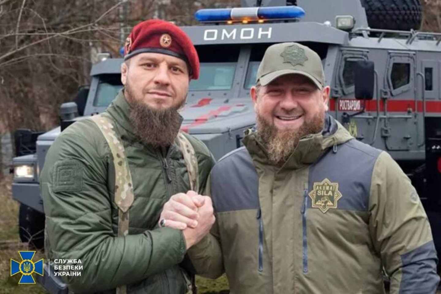 Anzoras Bisajevas ir Ramzanas Kadyrovas.<br>Ukrainos saugumo tarnybos nuotr.