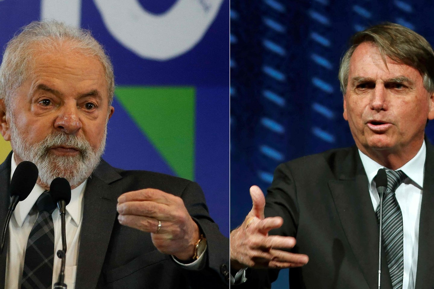 Luizas Inacio Lula da Silva ir Jiaras Bolsonaro.<br>AFP/Scanpix nuotr.