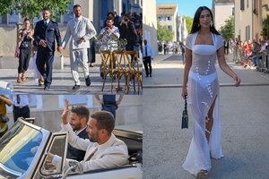 Per dizainerio Simono Porte Jacquemuso vestuves akį traukė permatoma Dua Lipa suknelė