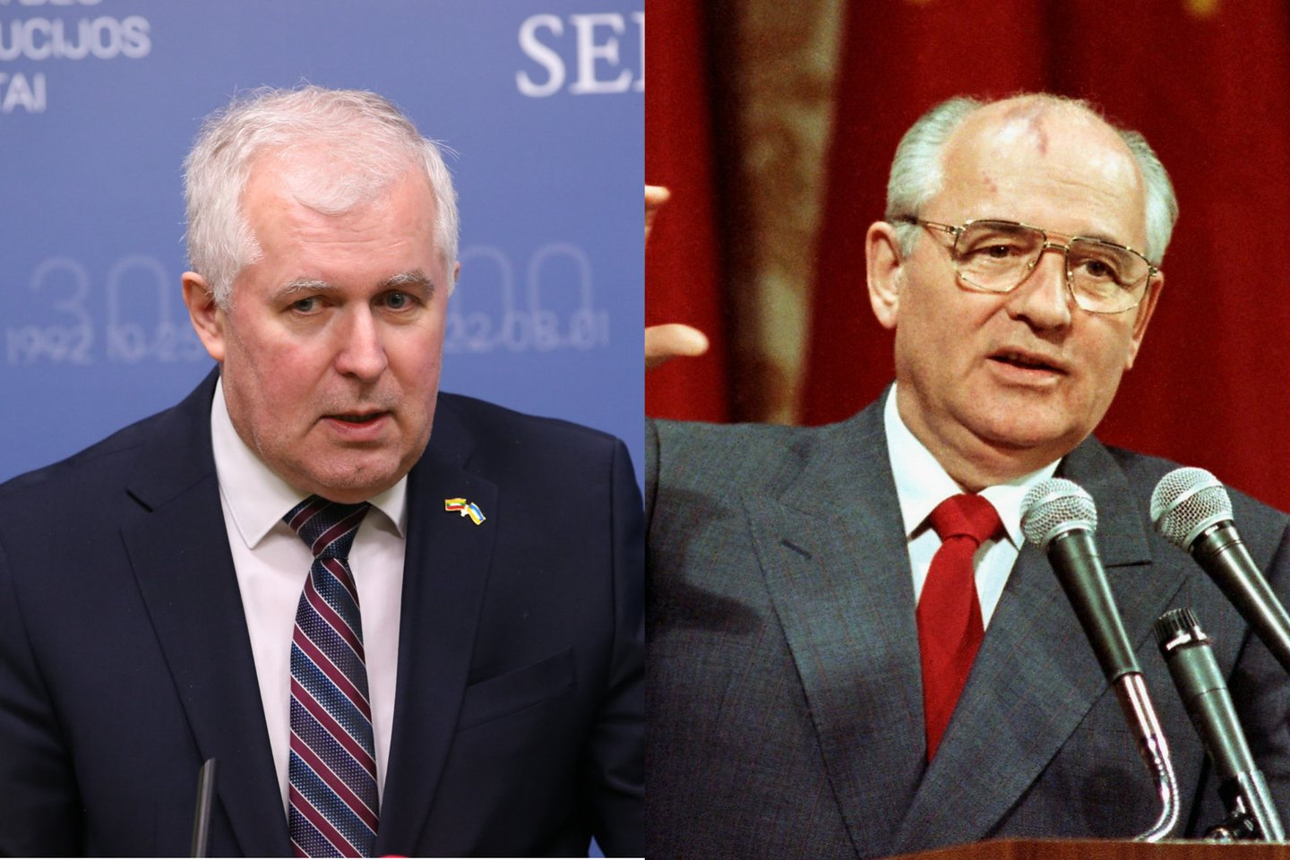  A.Anušauskas pabrėžė M.Gorbačiovo veiksmus, kai Vilniuje vyko taikūs protestai.<br> lrytas.lt koliažas.