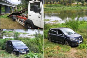 Kaune į Nerį nulėkė „Volkswagen Touran“ – 26 metų vairuotojas automobilį buvo trumpam palikęs gatvėje