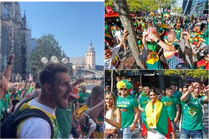 Tūkstančiai Lietuvos sirgalių Kelne surengė įspūdingą eiseną: skanduotės V. Putinui, rankų jūra ir lietuviškos dainos