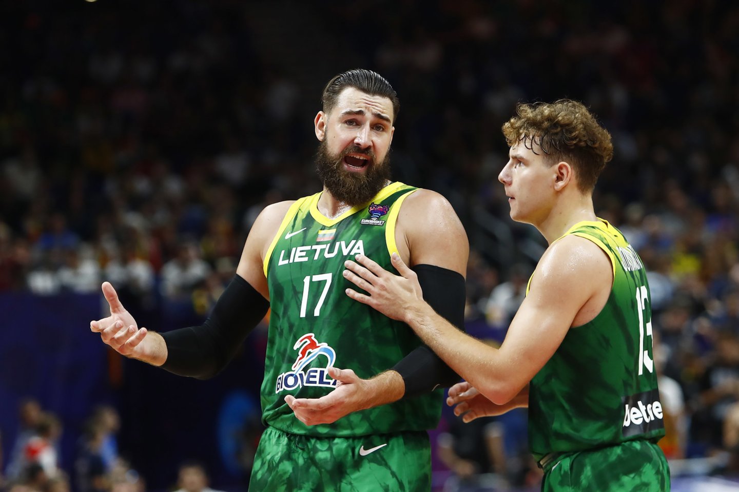 Lietuvos ir Ispanijos rungtynių akimirka.<br>G. Šiupario nuotr.