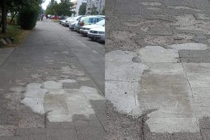 Gyventojai ėmėsi remontuoti šaligatvius patys – duobes užpylė cementu