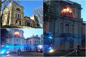 Liepsnų detektyvas įspūdingo grožio Kėdainių dvare: rastas įtartinas butelis, kuriame galėjo būti degaus skysčio