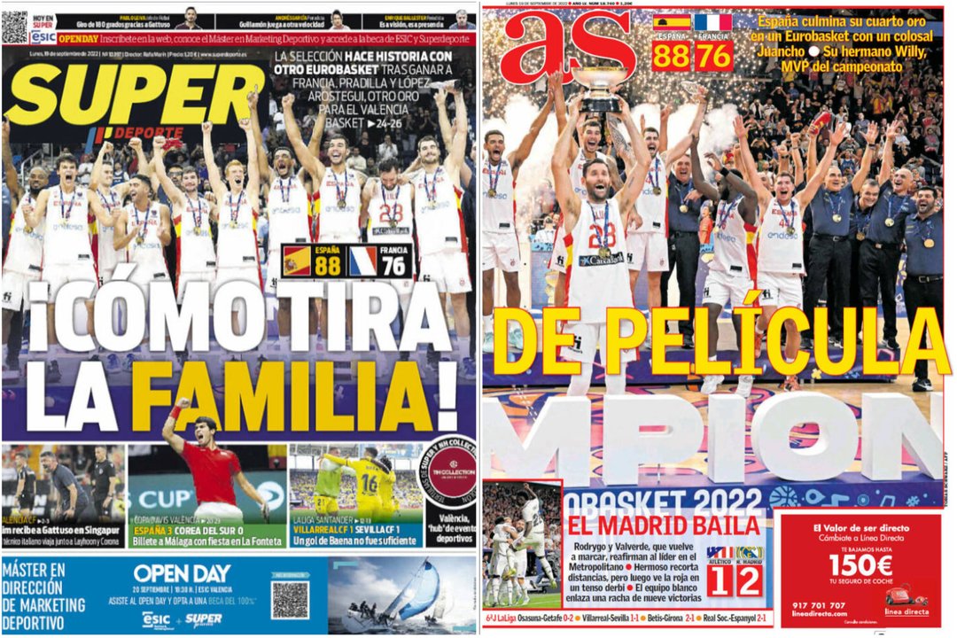 La stampa spagnola saluta i giocatori di basket che hanno portato a termine l’impresa impossibile