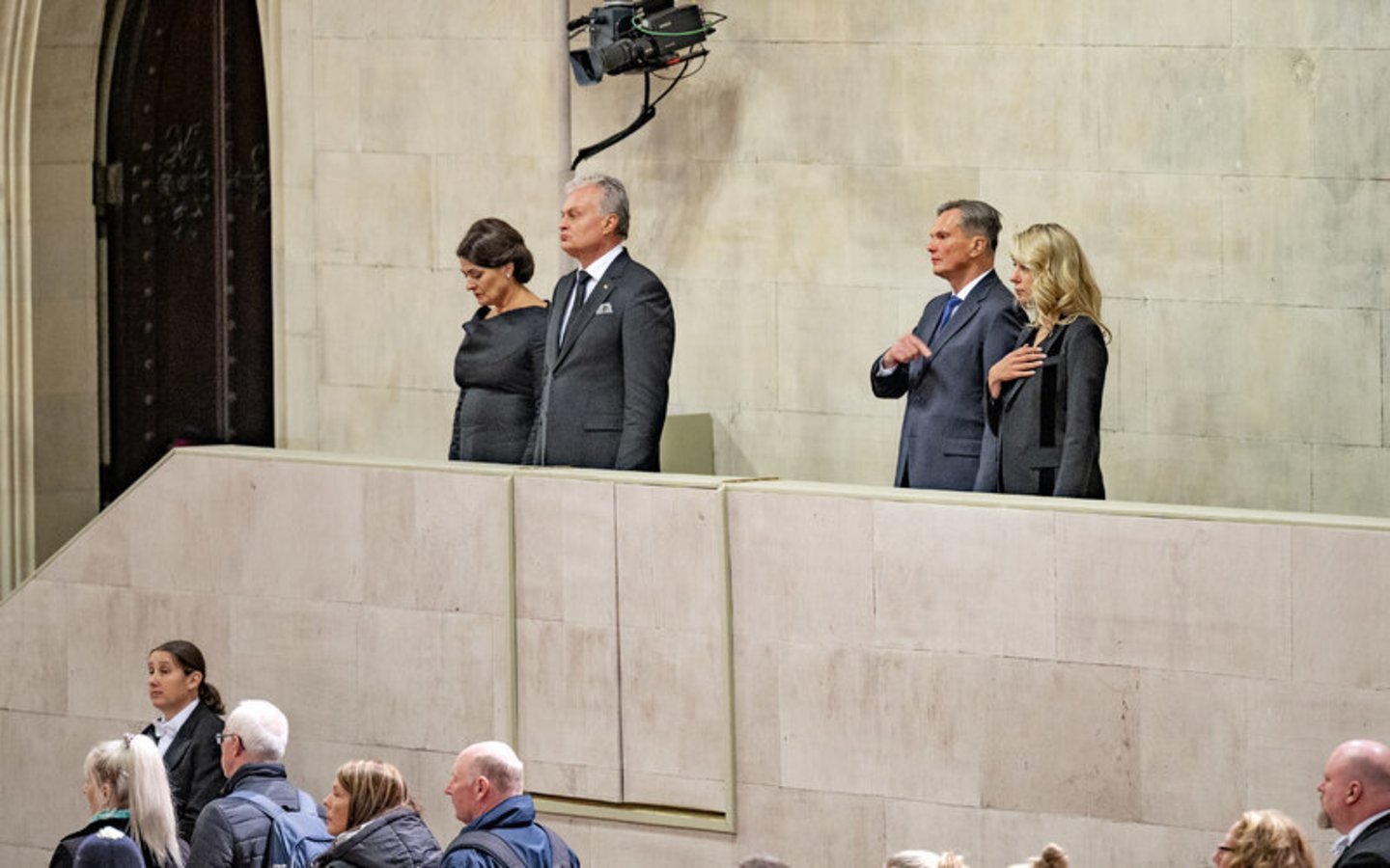 Iš kairės: Diana Nausėdienė, Gitanas Nausėda, Eitvydas Bajarūnas ir Giedrė Žickytė.<br>Lietuvos respublikos prezidento kanceliarijos nuotr.