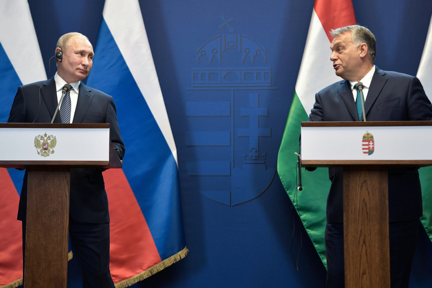 Vladimiras Putinas ir Viktoras Orbanas.<br>Reuters/Scanpix nuotr.