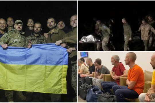 Vaizdai iš Ukrainos belaisvių susigrąžinimo: šalies gynėjų veiduose – tiek šypsena, tiek pasimetimas