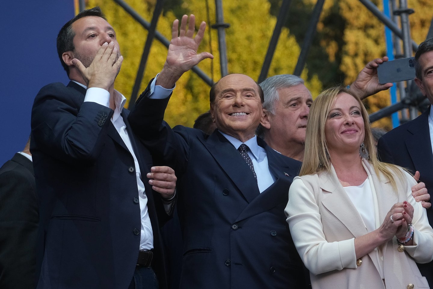M. Salvini, S. Berlusconi ir G. Meloni.<br>Imago-images/Scanpix nuotr.