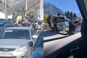 Pasienyje su Rusija – kilometrinės bėgančių rusų eilės, pranešama, kad pasiųsti ir Rusijos kareiviai