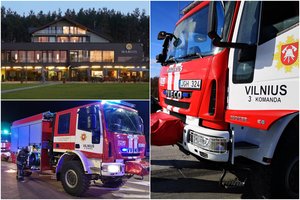 Trakų apylinkėse degė vienas „Margio“ viešbučio komplekso pastatų: liepsnas malšino gausios ugniagesių pajėgos