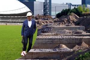 Per stadiono atidarymo šventę Kaune – strėlės į Vilnių: V. Matijošaitis tiesiai rėžė apie pinigus