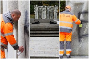 Antakalnio kapinėse ant skulptūros sovietų kariams – įžeidžiantis užrašas juodais dažais