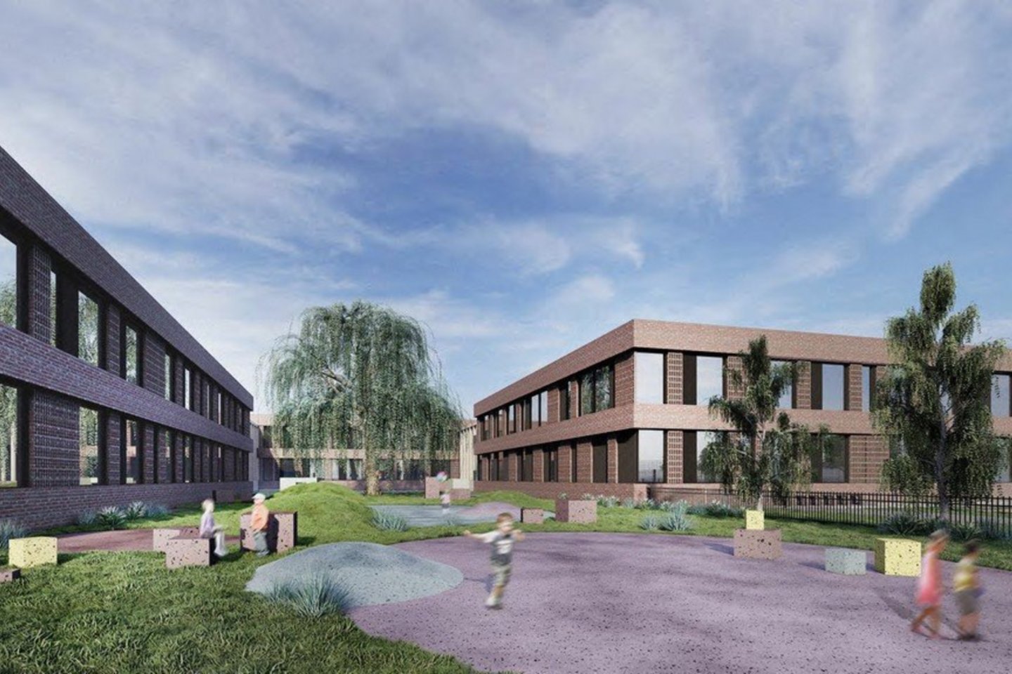 Architektų studija „2L Architects“ susivienijo su ukrainiečiais architektais „Zvidsy“, „BaltCap“ ir „BT Invest“ tam, kad suprojektuotų naują mokyklą Bučos miestelyje, kuri, pasak 2L komandos, simbolizuoja priešingybę karui ir tam, ką dėl jo patyrė ukrainiečiai – gėrį, šviesą, mokslą, pažangą, viltį.<br>Vizual.