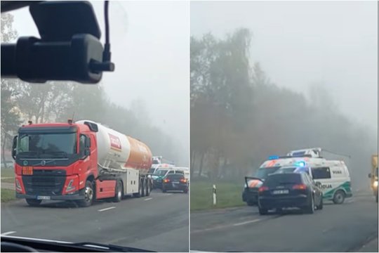 Avarija Vilniuje: susidūrė lengvasis automobilis ir benzinvežis