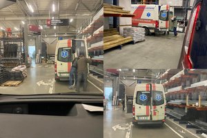 To dar nebuvo matę: į statybinių medžiagų parduotuvę atvyko greitosios pagalbos automobiliu