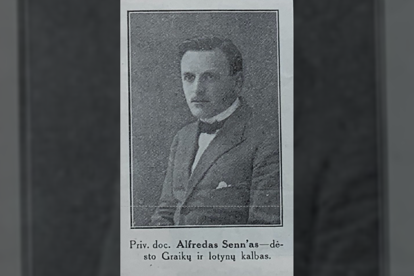 Lietuvos universiteto Graikų ir lotynų kalbų profesorius A. Sennas (1923 m.)<br> A. Senn asmeninio archyvo nuotr.