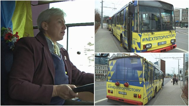Į Vilniaus gatves išriedėjo Ukrainos simbolika dekoruoti troleibusai: skleis žinią apie V. Zelenskio fondą