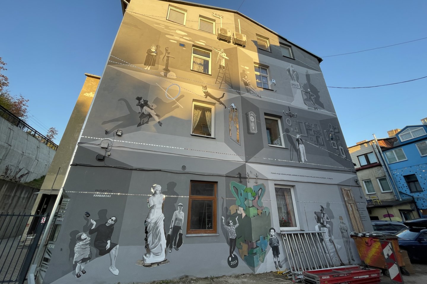 Rugsėjo pabaigoje V.Jakas baigė beveik pusantrų metų kurtą gatvės meno piešinį.<br>G.Bitvinsko nuotr.