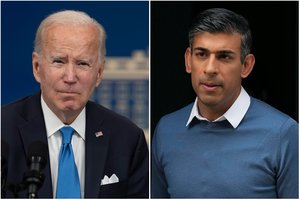 J. Bidenas pasikalbėjo su naujuoju JK premjeru R. Sunaku: sutarė remti Ukrainą, spręsti Kinijos iššūkius