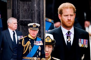 Karalius Karolis III planuoja patraukti į šoną sūnų Harry ir brolį Andrew