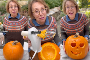 73-ejų močiutė užkariauja socialinius tinklus: dalijamės jos patarimu, kaip tobulai išskobti moliūgą